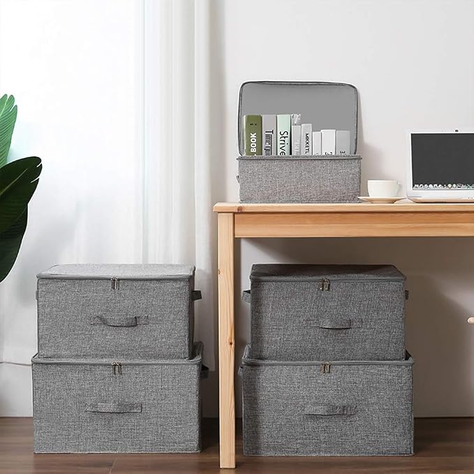 ANMINY 3PCS Storage Bins with Zipper Lids 36 Qt Lidded Fabric Storage Boxes - Image 7