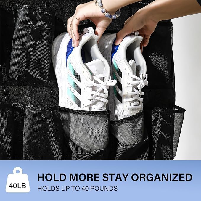 40 Mesh Pocket Over the Door Shoe Organizer, Hanging Shoe Rack - Image 4