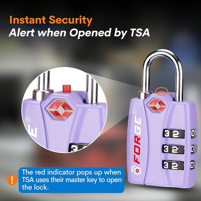 Forge Luggage Locks TSA Approved 2 Pack Purple, Small Combination Lock - Image 3