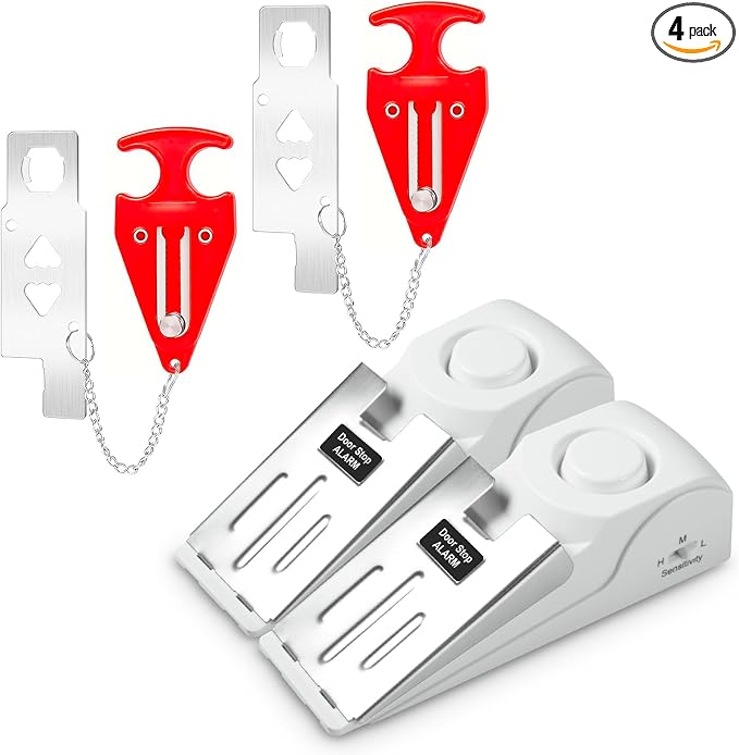 Portable Door Stop Alarm and Traveling Hotel Door Lock, No Installation Required by DouevoTotalHomeSecurity