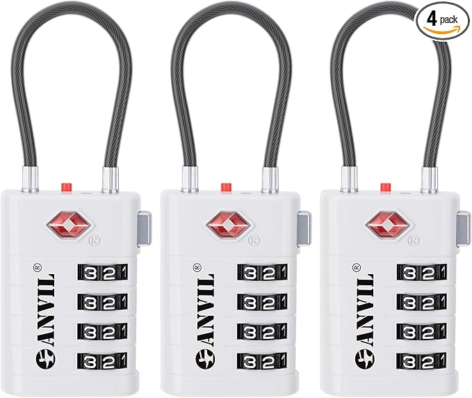 ANVIL 4 Digit Luggage Locks, TSA Locks by ANVIL