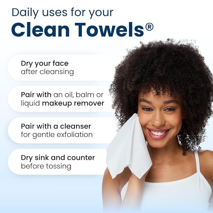 Clean Skin Club Clean Towels XL®, 100% USDA Biobased Face Towel, Disposable - Image 8