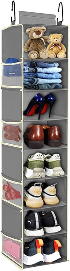 Large-Sized Hanging Shoe Organizer 8-Shelf, Hanging Closet Organizer by ROOMTALK