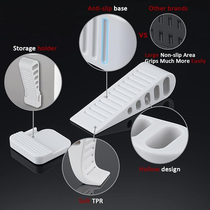 JQK Rubber Door Stopper Wedge, Wooden Floor, DSB61-WH-P3 - Image 5