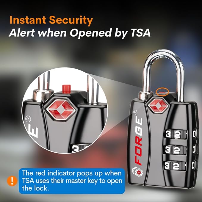 Forge Luggage Locks TSA Approved 6 Pack Black, Small Combination Lock - Image 3
