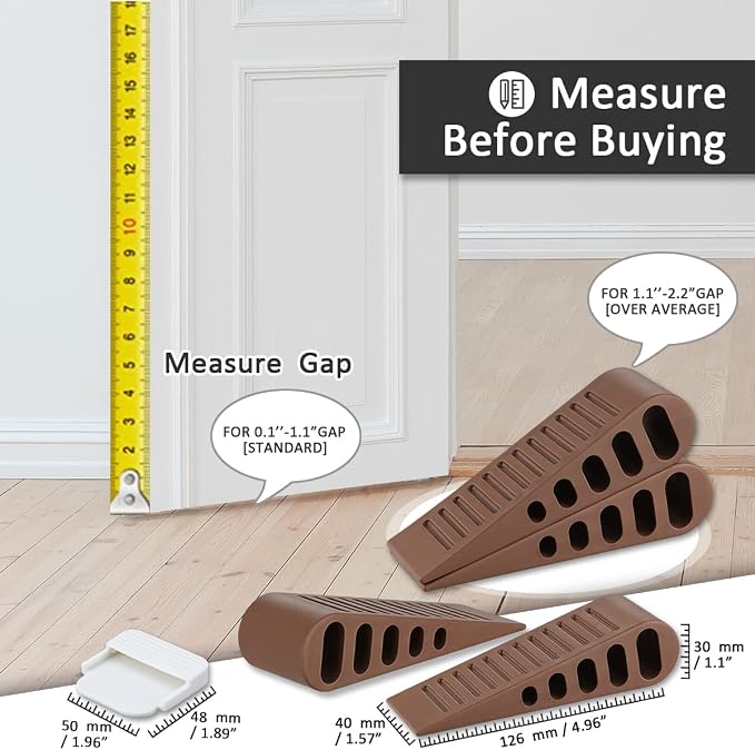 JQK Rubber Door Stopper Wedge, Bronze 2 Pack Soft TPR Premium Door Stops - Image 2