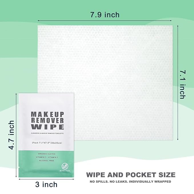 50 Individually Wrapped Makeup Remover Wipes - Image 4