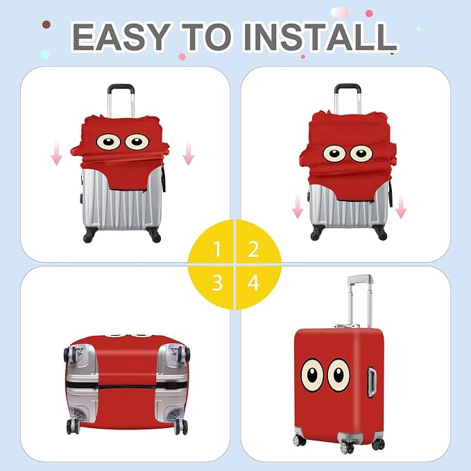 ANNA QUEEN Funny Cartoon Eyes Luggage Cover, Travel Suitcase Cover - Image 5