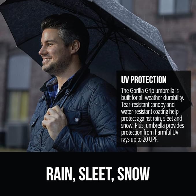 GORILLA GRIP Windproof Compact Stick Umbrella - Image 3