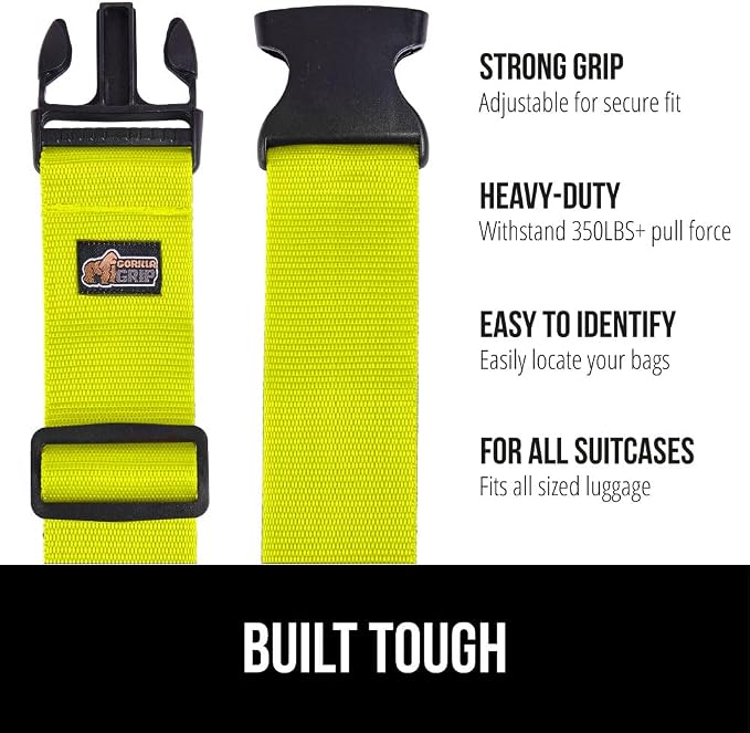 GORILLA GRIP Heavy Duty 4 Pack Adjustable Luggage Straps - Image 2