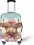 Highland Cow Suitcase Cover Flower Suitcase Protector Fits 30-32 Inch Luggage by Dremagia