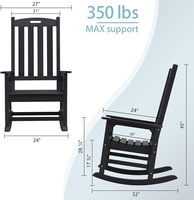 Psilvam Oversized Outdoor Rocking Chair, - Image 3