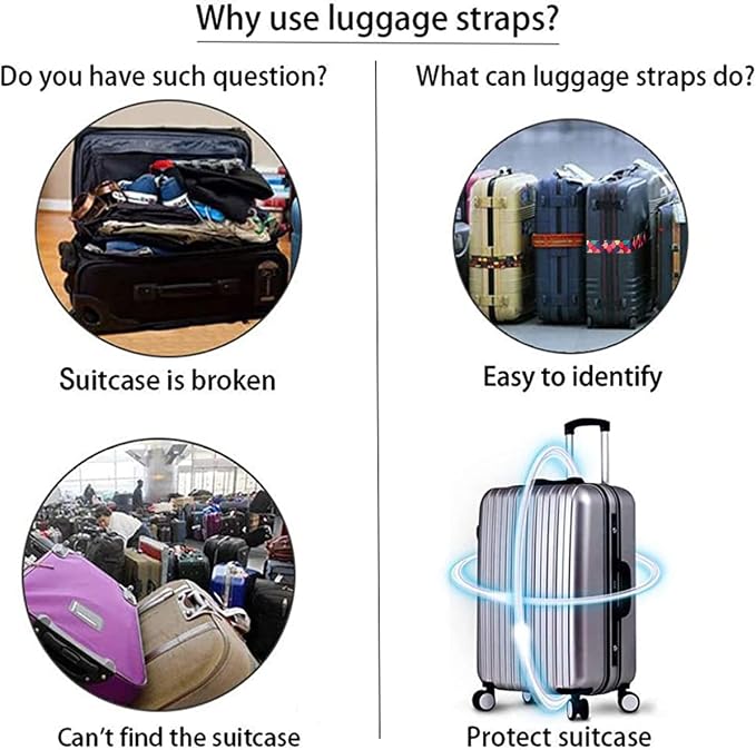 Adjustable Travel Luggage Strap Suitcase Belt Travel Bag Accessories 1.96 in W - Image 7