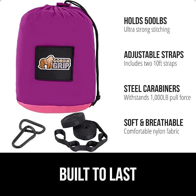 GORILLA GRIP Durable Portable Camping Hammock, Holds 500lbs - Image 2