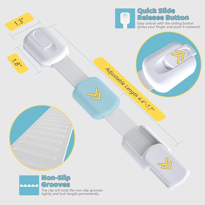 4our Kiddies 14 Pack Baby Proof Cabinet Latches, Childproof Drawer Latches - Image 2