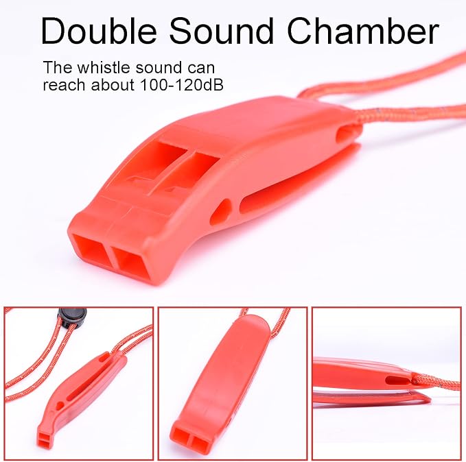 4 Pack Emergency Whistles with Adjustable Reflective Lanyard, Shrill Loud - Image 3