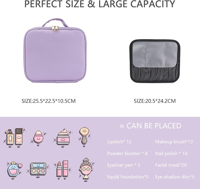 Makeup Bag with Led Mirror, Travel Makeup Organizer with 3 Color Setting & 10X - Image 5