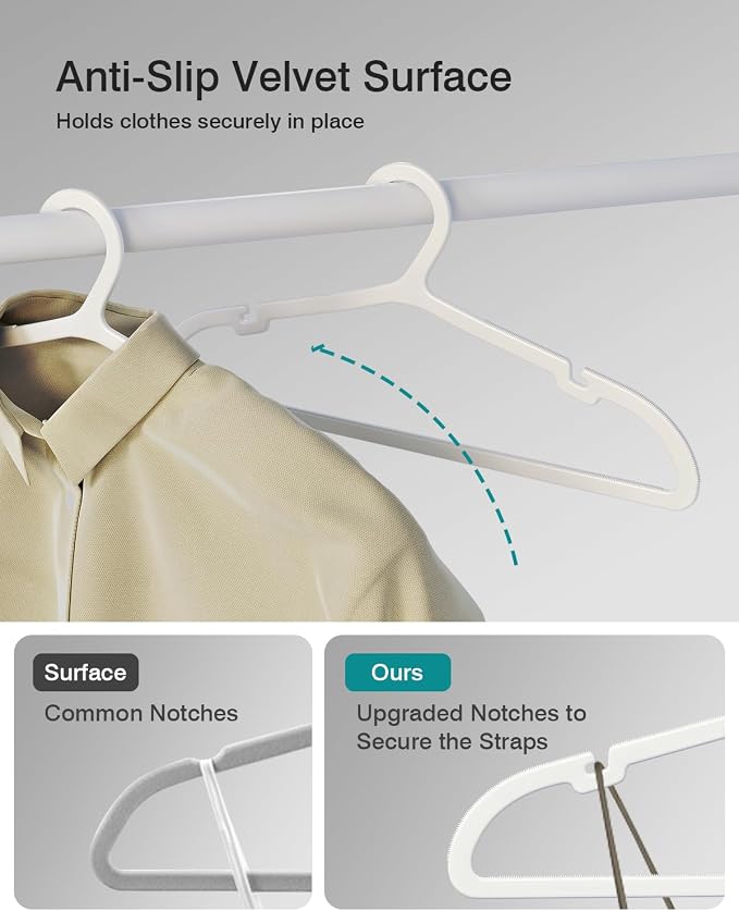 80 Pack Clothes Hangers, Non Slip Plastic Coat Hangers, Space Saving Hangers - Image 4