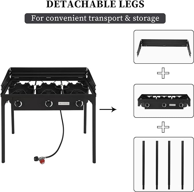 ROVSUN 2/3 Burner Outdoor Propane Gas Stove High Pressure Stand Cooker - Image 4