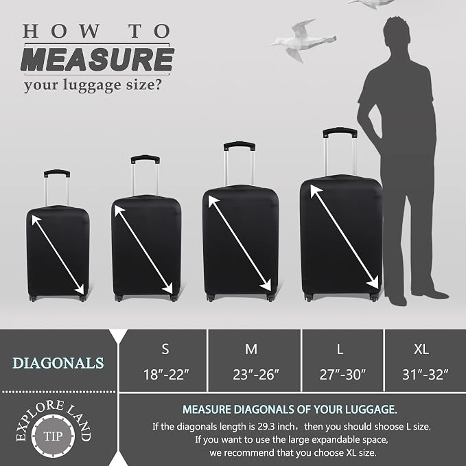 Explore Land Travel Luggage Cover Suitcase Protector Fits 31-32 Inch Case - Image 5