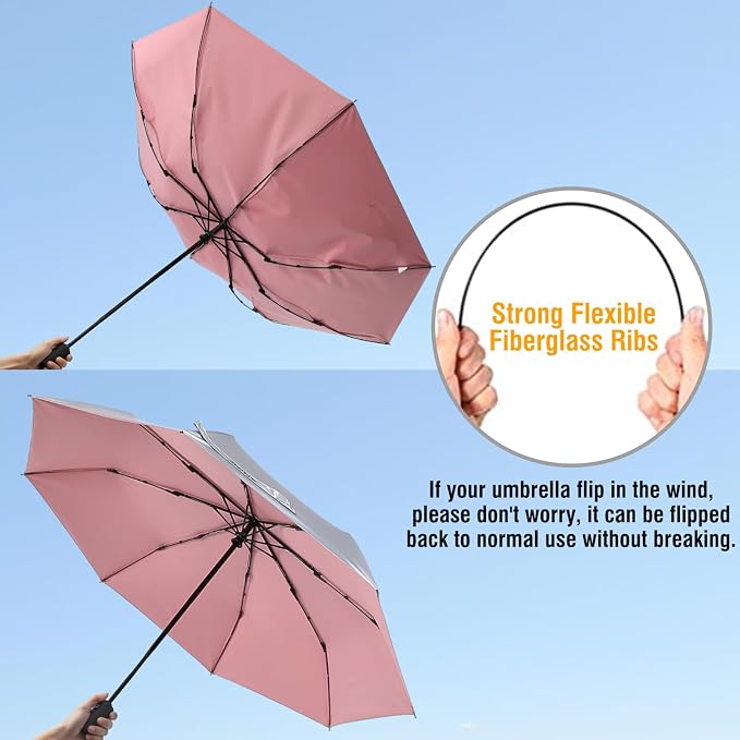 G4Free UPF 50+ UV Protection Large Travel Umbrella 42/46 Inch Auto Open Close - Image 4