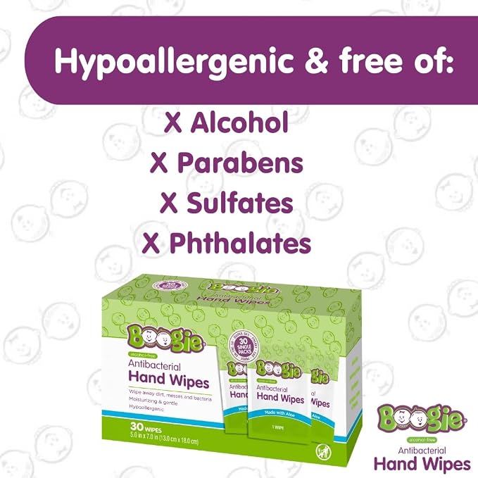 Antibacterial Hand Wipes by Boogie, Alcohol Free, Hypoallergenic and - Image 3