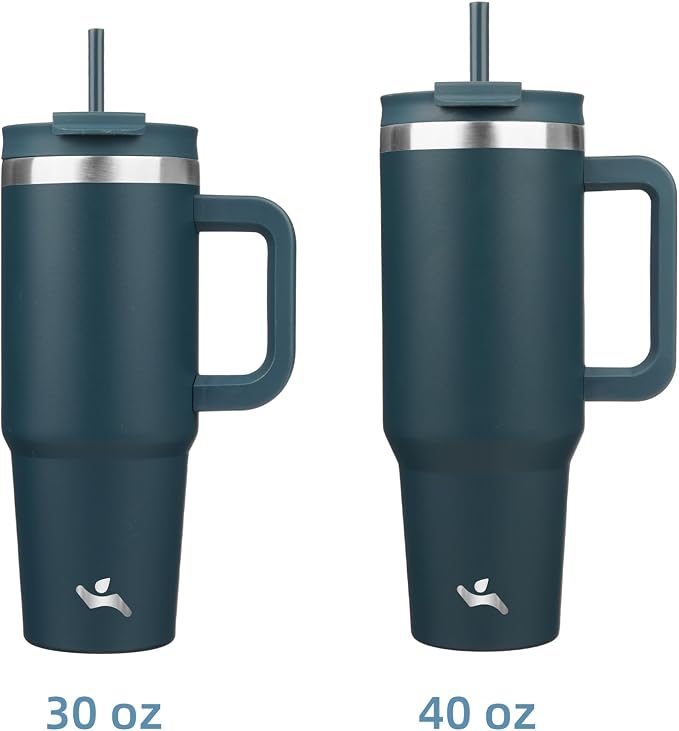 40 oz Tumbler with Handle and 2 Straws, 2 in 1 Lid Insulated Water Bottle - Image 3