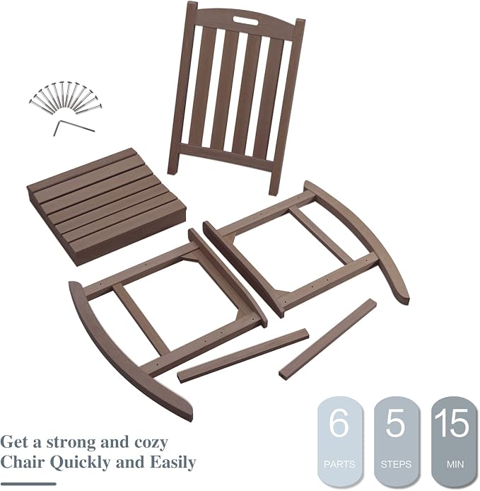 Psilvam Oversized Outdoor Rocking Chair Set of 2, Porch Rocker - Image 6