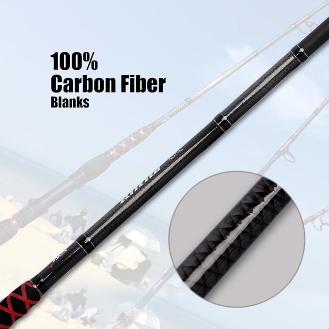 Fiblink Surf Spinning Fishing Rod 2-Piece/3-Piece Carbon Fiber Travel Fishing - Image 4