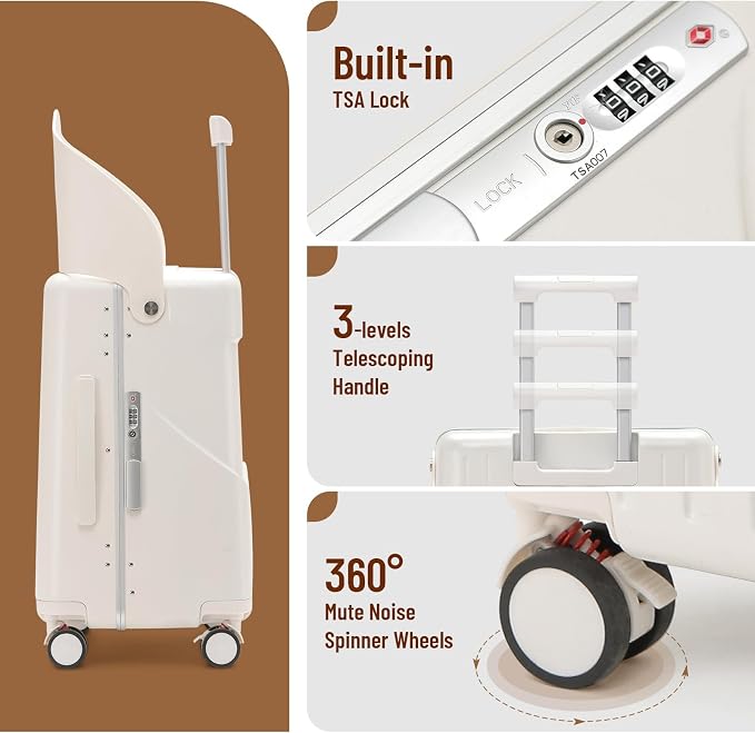22 Inch TSA Lock Luggage with Seat - Image 4