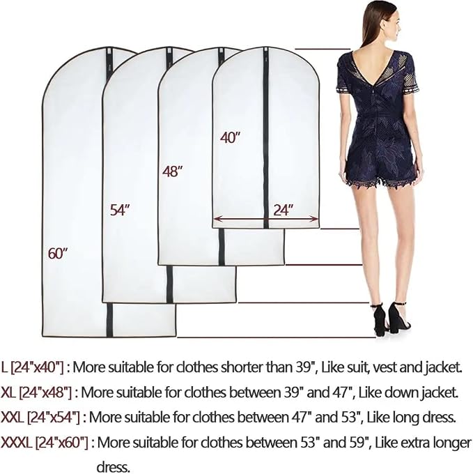 Garment Bags for Hanging Clothes 12 PCS Transparent Dress Bag for Traveling - Image 2