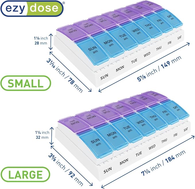 EZY DOSE Weekly AM/PM Pill Organizer, Vitamin and Medicine Box, Large Pop-out - Image 2