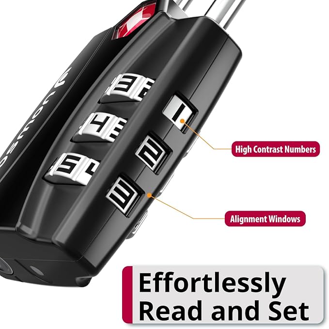 TSA Accepted Luggage Locks, Fosmon Open Alert Indicator 3 Digit Combination - Image 5