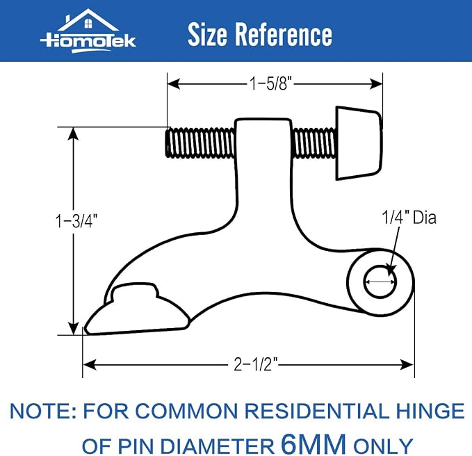 HOMOTEK 8 Pack Hinge Pin Satin Nickel Door Stopper, Adjustable Deluxe Heavy - Image 3