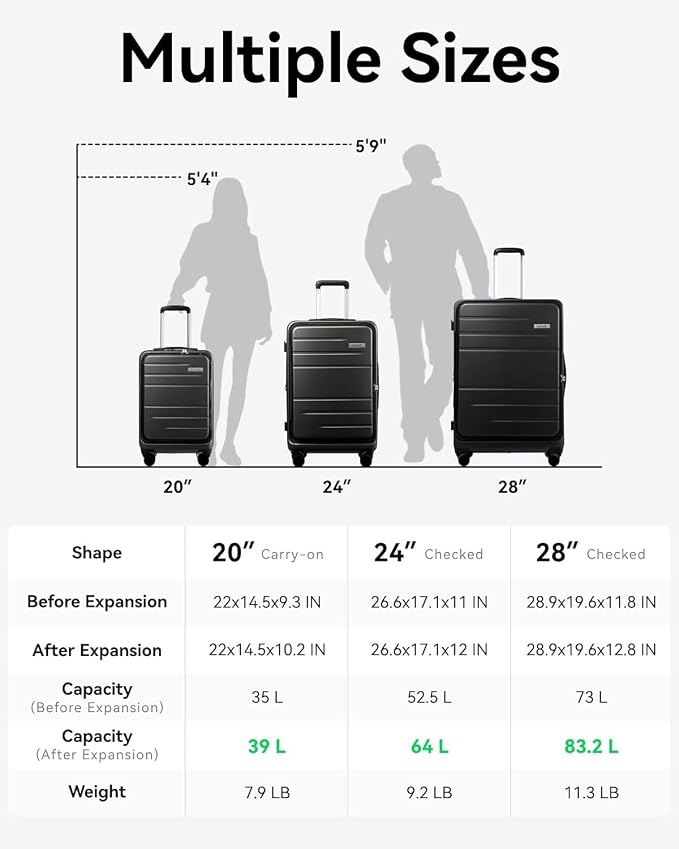 LUGGEX 28 Inch Luggage with Spinner Wheels, Expandable PC Hard Shell Checked - Image 9