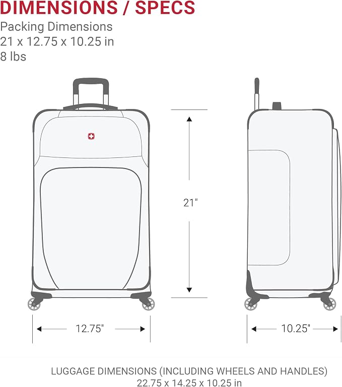 SwissGear Sion Softside Expandable Luggage, Dark Grey, Carry-On 21-Inch - Image 8