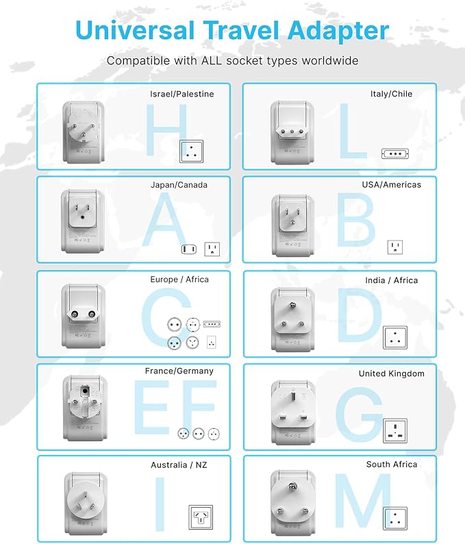 VINTAR Universal Travel Adapter Kit, International Power Adapter - Image 2