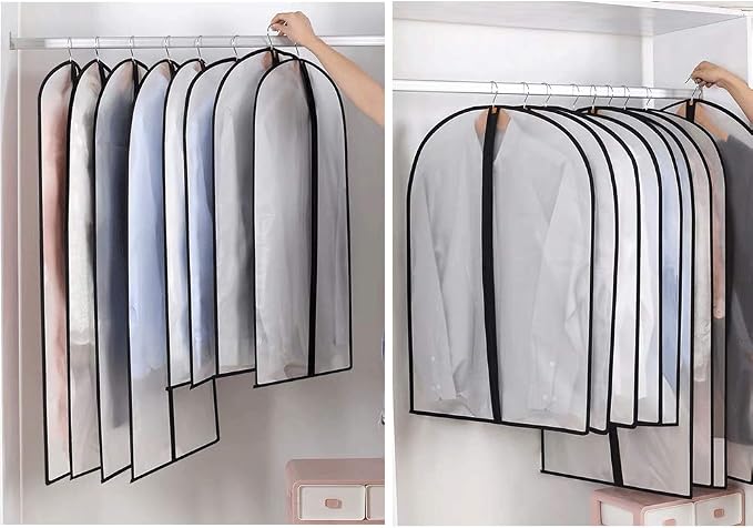 Garment Bags for Hanging Clothes 12 PCS Transparent Waterproof Dustproof - Image 9