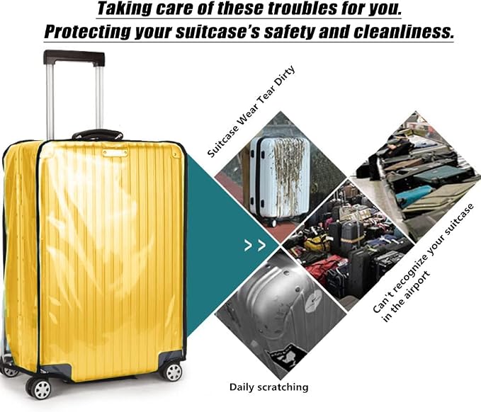 24 Inch Clear PVC Luggage Cover, 0.2mm Thick Lightweight Waterproof, - Image 5