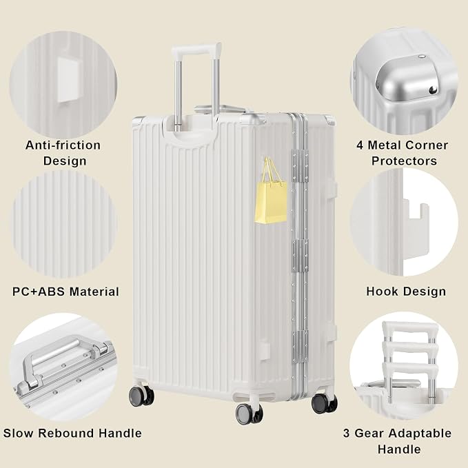 AnyZip Luggage PC+ABS Aluminum Frame Zipperless Checked Luggage Hard Shell - Image 3