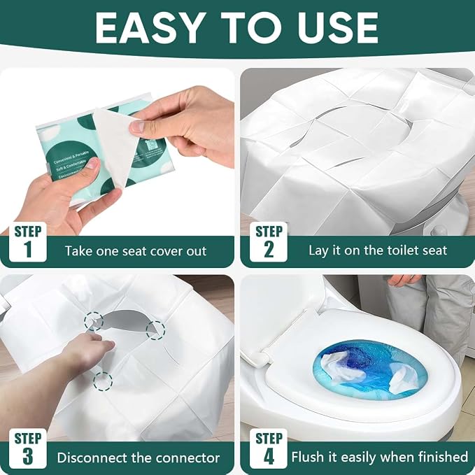 60 Pcs Disposable Flushable Paper Toilet Seat Covers Travel Supplies Essentials - Image 4