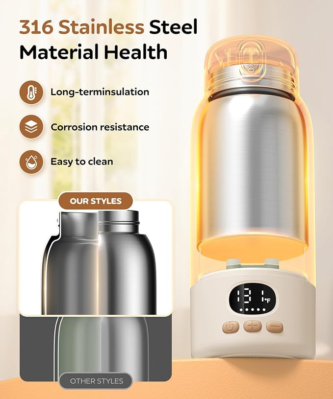 Portable Bottle Warmer for Travel, 17 Ounces Milk Warmer for Baby Breastmilk - Image 4