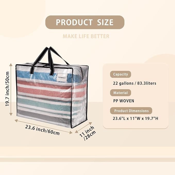 VENO 4 Pack Heavy Duty Moving Bags, Storage Bags, Packing Supplies, Top Zipper - Image 3