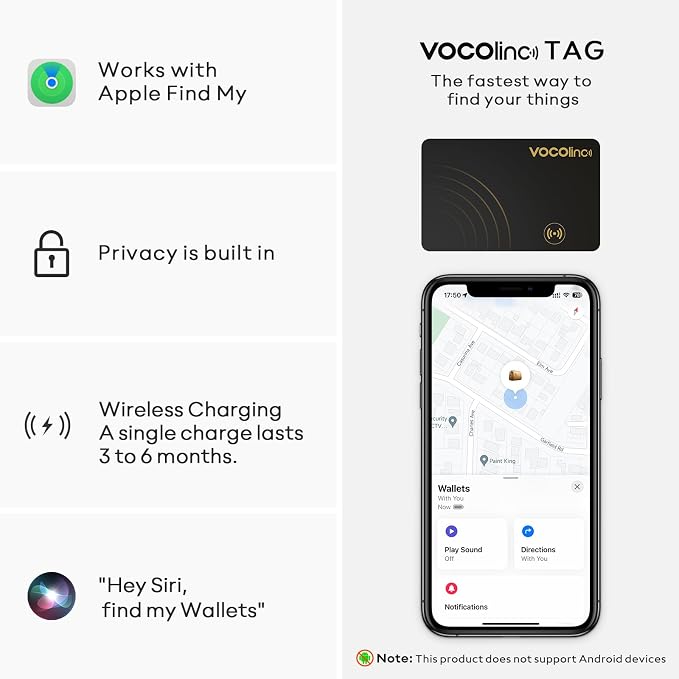 VOCOlinc Air Card Tag Rechargeable Wallet Tracker 1.6mm 2 Pack Black, Item - Image 2