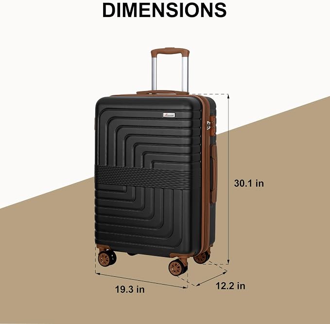 Romswi Expandable 28" Checked Luggage, Large Hardshell Suitcase - Image 8