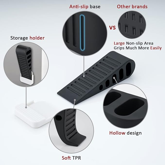 JQK Rubber Door Stopper Wedge, Wooden Floor, DSB61-BK-P9 - Image 5
