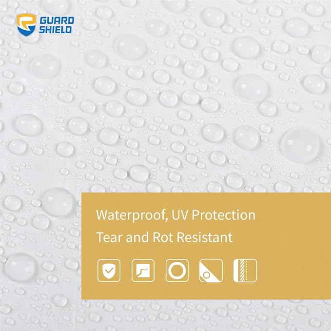GUARD SHIELD Tarp White 9x12 Feet Multi Purpose Waterproof Poly Tarp Cover 5mil - Image 3