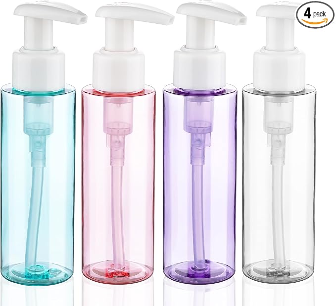 Travel Bottles Plastic Pump Bottle Dispenser TSA Approved 3.4oz/100ml 4 Pack by Hethyo
