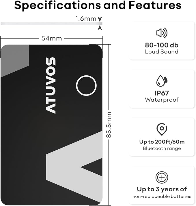 ATUVOS Wallet Tracker Finder Card, Ultra-Thin 1.6mm & 3-Year Battery, Smart - Image 6