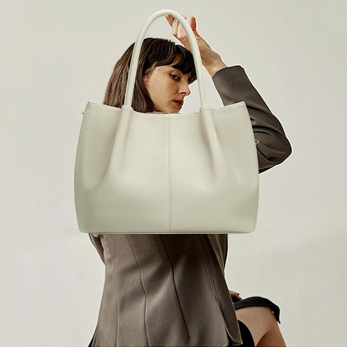 KKXIU Tote Bag for Women Vegan Leather Shoulder Purse Large Capacity Travel Bag - Image 4